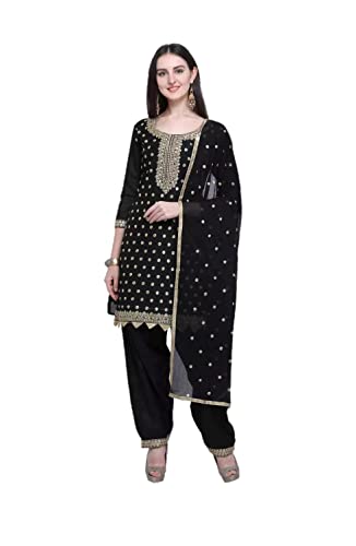 Salwar Kameez Anzug-Set für Damen, Übergröße, indisches Punjabi, Patiala, Partykleidung, bereit zum Tragen, Kleid für Damen, Schwarz und Gold, 3X-Groß von Nitimatta