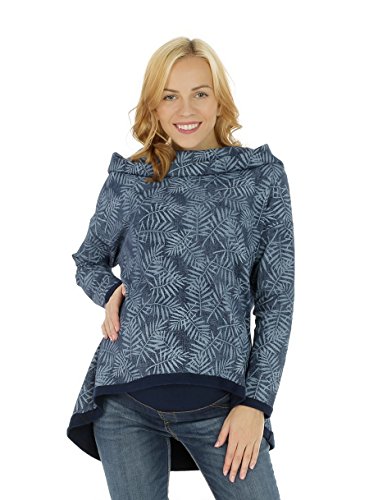 Nitis Umstandsmode Damen Langarmshirt Locker Mode Herbst Kapuzenshirt Kapuzenpullover Einfarbig Casual Sweatshirt (46-50 (Herstellergröße: XXL/XXXL), Blue Melange) von Nitis Umstandsmode