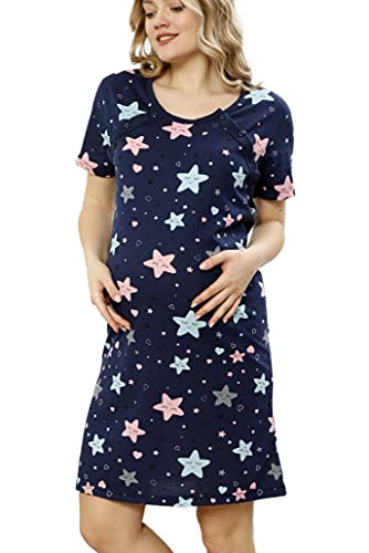 Nitis Umstandsmode Nightwear Nachthemd Nursing Schwangerschaft Stillfunktion/Marine/Gr. XL von Nitis Umstandsmode