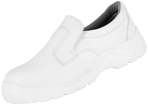 Nitras 7250 Arbeitsschuhe Clean Step I - Sicherheitsschuh Slipper S2 für Herren Damen - Sicherheitsschuhe Arbeitsschuh mit Stahlkappe - Weiß Größe 43 von Nitras