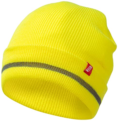 Nitras 730 Kids Winter-Mütze - Strick-Mütze für Kinder - warm & weich gefütterter Beanie für Jungen & Mädchen - Warngelb von Nitras