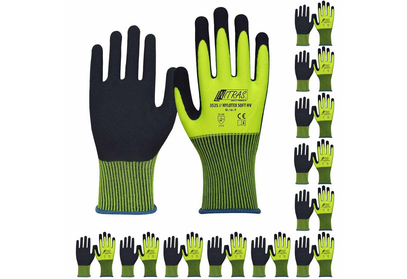 Nitras Latexhandschuhe Nitras Schutzhandschuh Nylotex Soft HV 3525 12 Paar - Gartenhandschuhe (Spar-Set) von Nitras