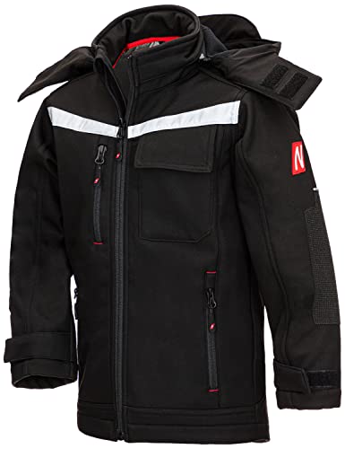 Nitras MOTION TEX KIDS 7180 Kinder-Softshelljacke - Regenjacke mit Kapuze - wind- & wasserabweisend - Schwarz - 122/128 von Nitras