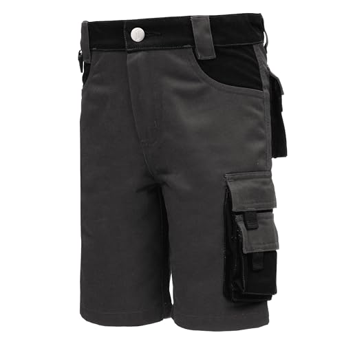Nitras Motion TEX Kids 7602 Kinder-Outdoorhose - Arbeitshose kurz - Garten-Hose mit Werkzeug-Taschen - Grau Größe 122/128 von Nitras