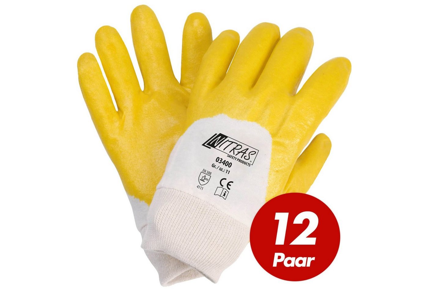 Nitras Nitril-Handschuhe NITRAS 03400 Nitrilhandschuhe, Arbeitshandschuhe - VPE 12 Paar (Spar-Set) von Nitras