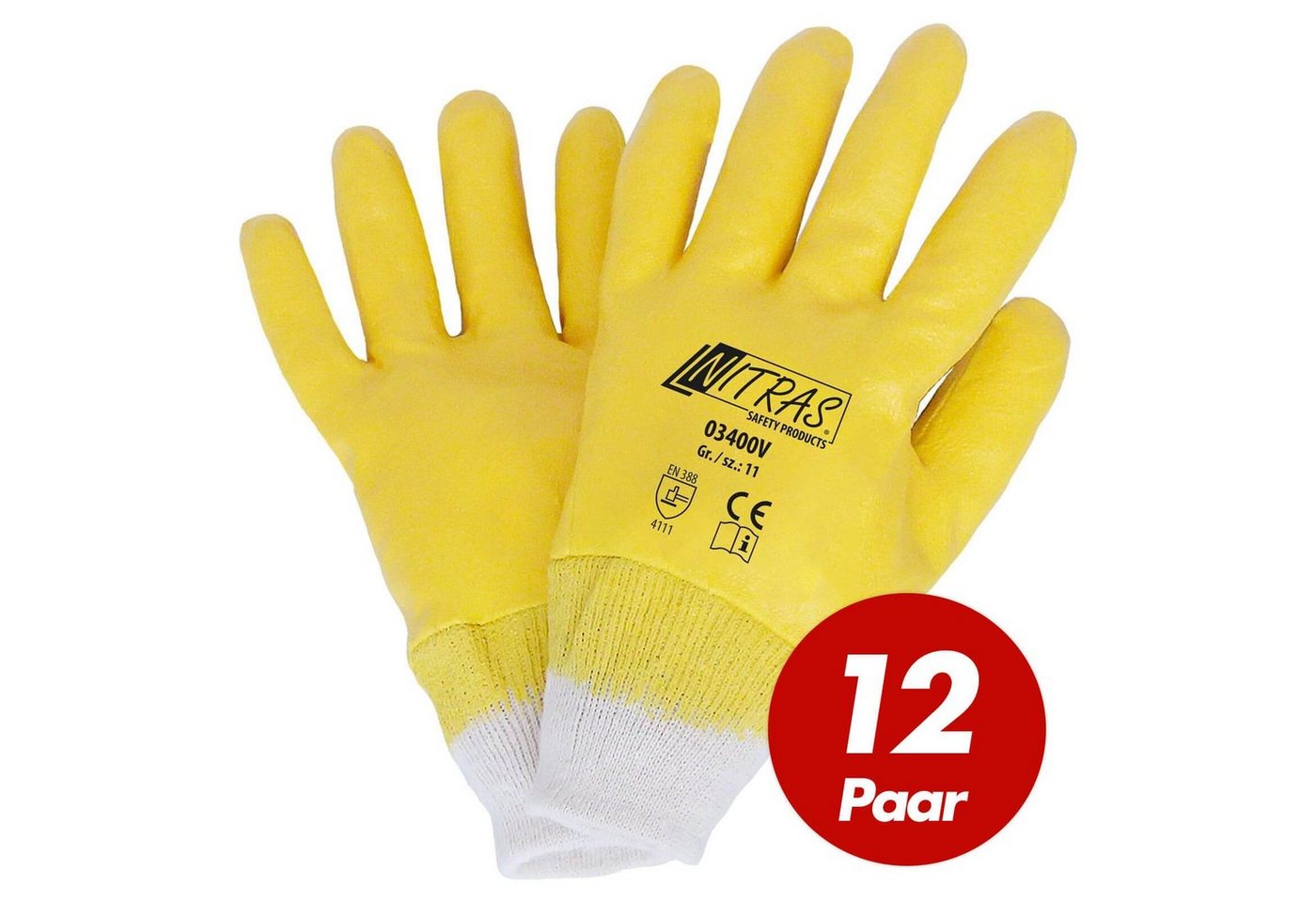 Nitras Nitril-Handschuhe NITRAS 03400V Nitrilhandschuhe, Schutzhandschuhe - VPE 12 Paar (Spar-Set) von Nitras