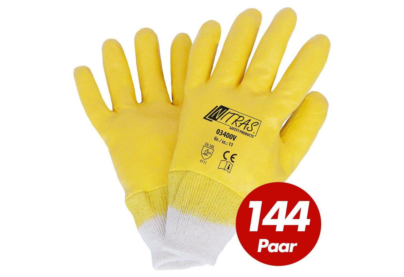 Nitras Nitril-Handschuhe 03400V Nitrilhandschuhe, Gartenhandschuhe - VPE 144 Paar (Spar-Set) von Nitras