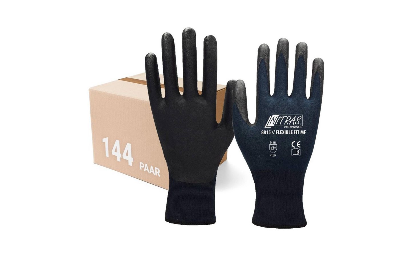 Nitras Nitril-Handschuhe NITRAS Arbeitshandschuhe Flexible FIT MF 8815, Handschuhe, 144 Paar (Spar-Set) von Nitras