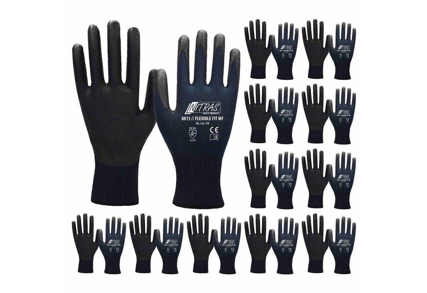 Nitras Nitril-Handschuhe Arbeitshandschuhe Flexible FIT MF8815, Schutzhandschuhe 12 Paar (Spar-Set) von Nitras