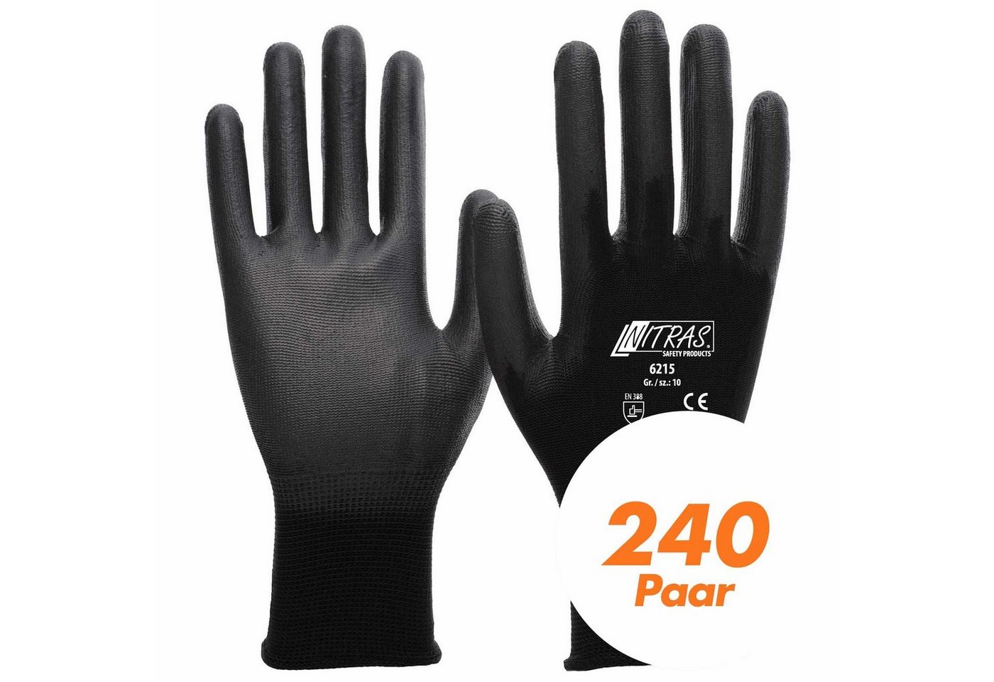 Nitras Nitril-Handschuhe NITRAS Nylon Strickhandschuh 6215 - Gartenhandschuhe - 240 Paar (Spar-Set) von Nitras