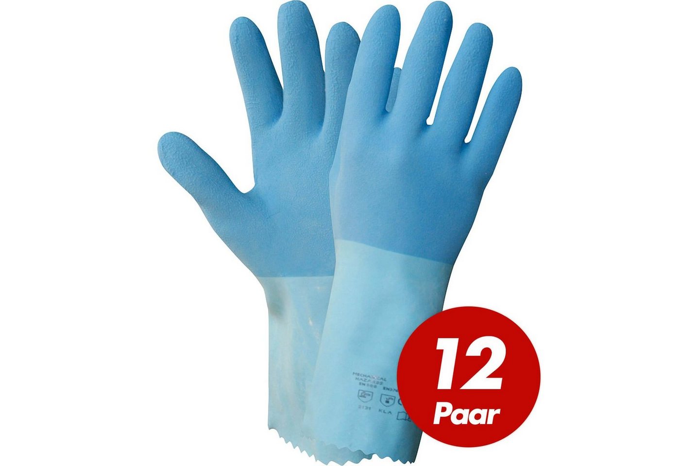 Nitras Putzhandschuh NITRAS 1611 Blue Power Grip Latexhandschuhe, Schutzhandschuhe -12 Paar (Set) von Nitras