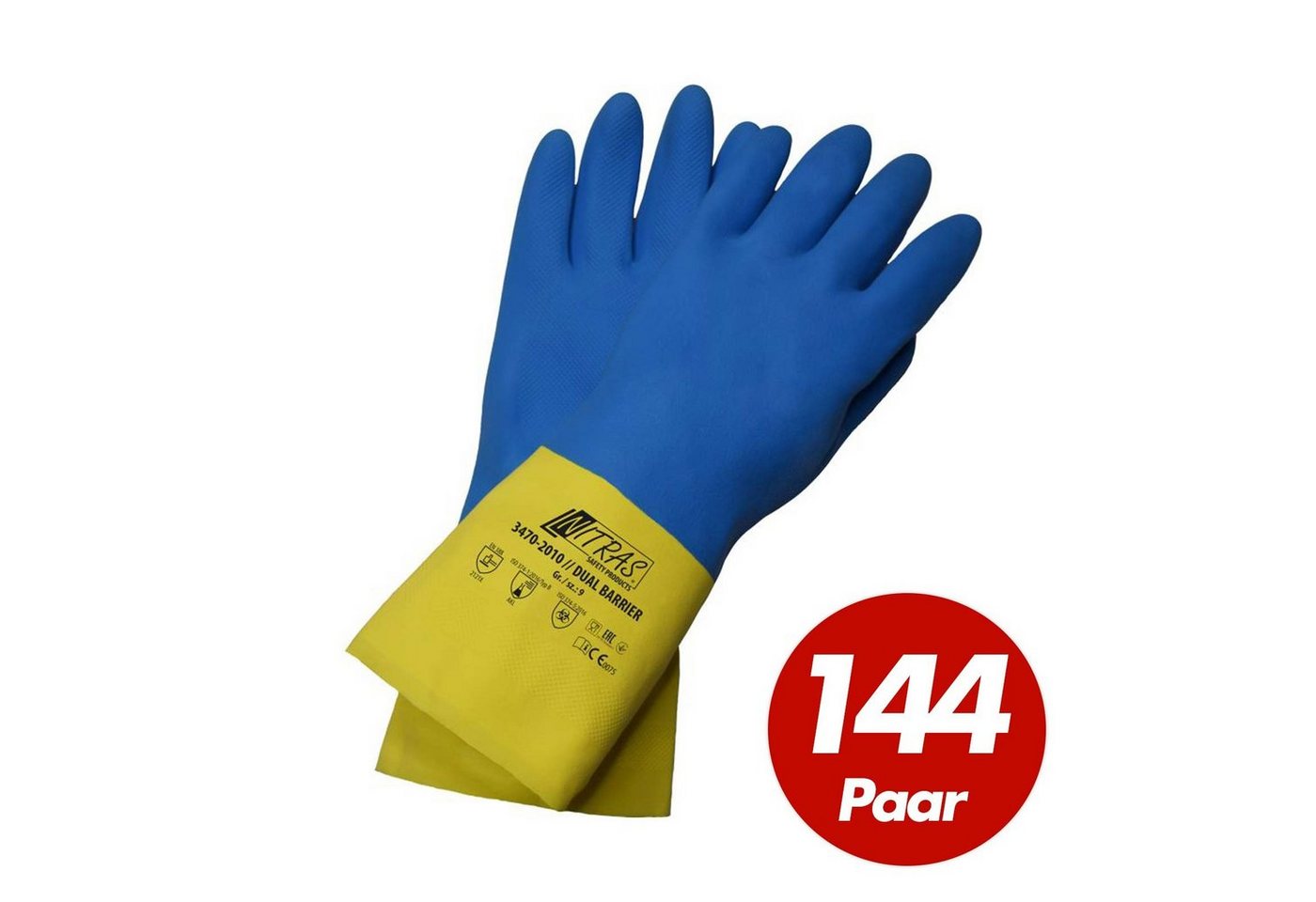 Nitras Putzhandschuh NITRAS 3470 Dual Barrier Chemikalien Schutzhandschuhe 300mm - 144 Paar (Set) von Nitras