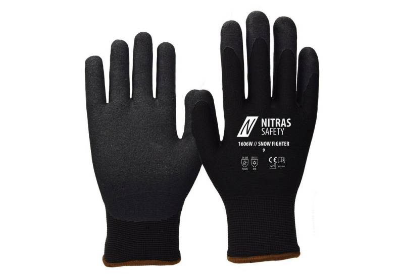 Nitras Winter-Arbeitshandschuhe Snow Fighter Winterhandschuhe gesandet Nitril black 1606W (Packung, 72-St., VPE= 12-72 Paar, Gr 8-11) höchste Fingerfertigkeit/ touchscreenfähig von Nitras