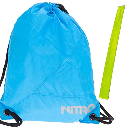 Nitro Sportbeutel Sports Sack 878003 Turnbeutel Schuhbeutel + Reflektorstreifen (Acid (Blau) 1) von Nitro