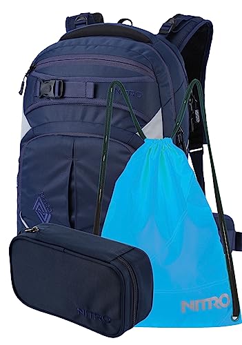 Nitro Superhero, Schulrucksackset, Rucksack, Backpack, abnehmbarer Hüftgurt, robuste Bodenplatte, Thermotasche, Laptopfach, Turnbeutel & Pencil Case XL, Night Sky von Nitro