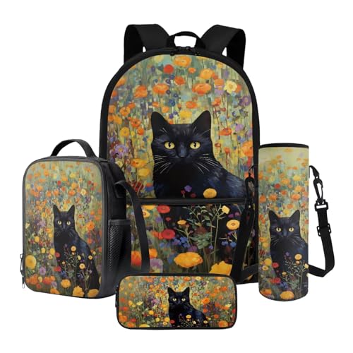 Nittanovaca Cartoon-Schulranzen-Set, großes Fassungsvermögen, 4-in-1-Schüler-Rucksack-Set, Kinder-Rucksack für die Grundschule, Mehrfarbige Katzenblumen, Schulranzen-Set Nittanovaca Cartoon-Schulranzen-Set, großes Fassungsvermögen, 4-in-1-Schüler-Rucksack-Set, Kinder-Rucksack für die Grundschule, Mehrfarbige Katzenblumen, Schulranzen-Set von Nittanovaca