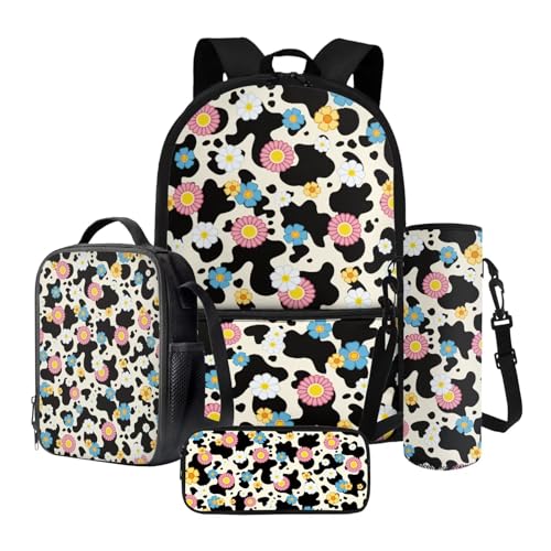 Nittanovaca Cartoon-Schulranzen-Set, großes Fassungsvermögen, 4-in-1-Schüler-Rucksack-Set, Kinder-Rucksack für die Grundschule, Mehrfarbige Kuhblumen, Schulranzen-Set Nittanovaca Cartoon-Schulranzen-Set, großes Fassungsvermögen, 4-in-1-Schüler-Rucksack-Set, Kinder-Rucksack für die Grundschule, Mehrfarbige Kuhblumen, Schulranzen-Set von Nittanovaca