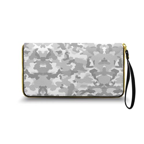 Nittanovaca Damen-Geldbörse mit Reißverschluss, großes Fassungsvermögen, Ledergeldbörse, Karten-Clutch, Reise-Geldbörse mit Riemen für die Arbeit, Grau-Camouflage Nittanovaca Damen-Geldbörse mit Reißverschluss, großes Fassungsvermögen, Ledergeldbörse, Karten-Clutch, Reise-Geldbörse mit Riemen für die Arbeit, Grau-Camouflage von Nittanovaca