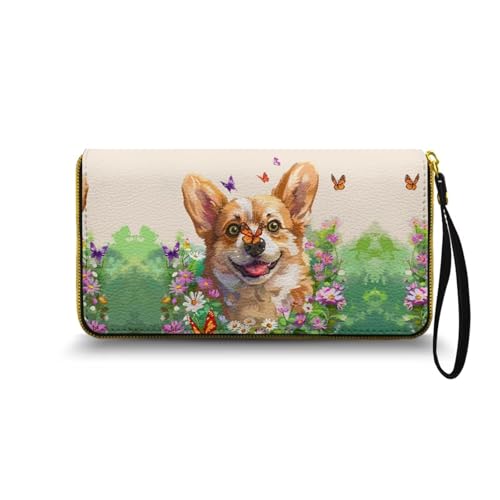 Nittanovaca Damen-Geldbörse mit Reißverschluss, großes Fassungsvermögen, Ledergeldbörse, Karten-Clutch, Reise-Geldbörse mit Riemen für die Arbeit, Grün-Corgi Nittanovaca Damen-Geldbörse mit Reißverschluss, großes Fassungsvermögen, Ledergeldbörse, Karten-Clutch, Reise-Geldbörse mit Riemen für die Arbeit, Grün-Corgi von Nittanovaca