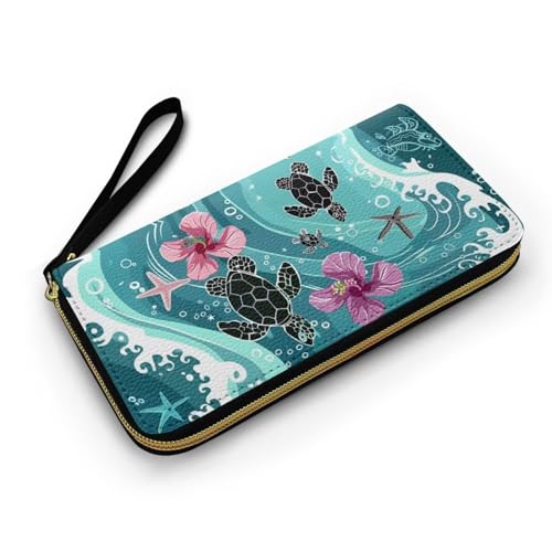 Nittanovaca Geldbörse Damen mit Reißverschluss, Große Lange Portemonnaie mit Münzfach, Elegantes Geldbeutel Für Frauen Pferd Azteken Print Muster von Nittanovaca