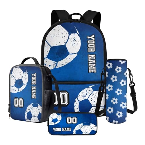 Nittanovaca Maßgeschneidertes Rucksack- und Lunch-Taschenset, lässige Schultasche, Federmäppchen für Jungen, Rucksack-Set für Mittelschule, Blauer Fußball, Schulranzen-Set Nittanovaca Maßgeschneidertes Rucksack- und Lunch-Taschenset, lässige Schultasche, Federmäppchen für Jungen, Rucksack-Set für Mittelschule, Blauer Fußball, Schulranzen-Set von Nittanovaca