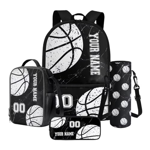 Nittanovaca Rucksack für Jungen, Schultasche und Lunchtasche, 4-in-1-Rucksack-Set für Grundschule, Schwarzer Basketball-Marmor, Schulranzen-Set Nittanovaca Rucksack für Jungen, Schultasche und Lunchtasche, 4-in-1-Rucksack-Set für Grundschule, Schwarzer Basketball-Marmor, Schulranzen-Set von Nittanovaca