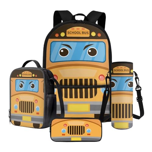 Nittanovaca Rucksack und Lunchtasche-Set, wiederverwendbare Schultasche für Jungen und Mädchen, Federmäppchen, Rucksack-Set für Grundschule, Gelber Schulbus, Schulranzen-Set Nittanovaca Rucksack und Lunchtasche-Set, wiederverwendbare Schultasche für Jungen und Mädchen, Federmäppchen, Rucksack-Set für Grundschule, Gelber Schulbus, Schulranzen-Set von Nittanovaca