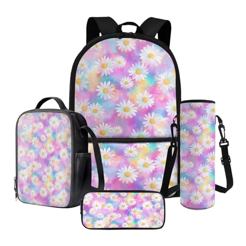 Nittanovaca Rucksack und Lunchtasche-Set, wiederverwendbare Schultasche für Jungen und Mädchen, Federmäppchen, Rucksack-Set für Grundschule, Mehrfarbiges Gänseblümchen, Schulranzen-Set Nittanovaca Rucksack und Lunchtasche-Set, wiederverwendbare Schultasche für Jungen und Mädchen, Federmäppchen, Rucksack-Set für Grundschule, Mehrfarbiges Gänseblümchen, Schulranzen-Set von Nittanovaca
