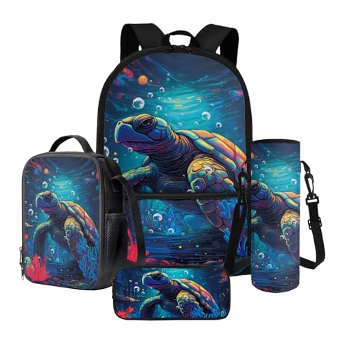 Nittanovaca Schulrucksack-Set für Jungen und Mädchen, Kinder-Schultaschen-Set, Cartoon-Büchertasche, tragbarer Reise-Rucksack, Blaue Meeresschildkröte, Schulranzen-Set Nittanovaca Schulrucksack-Set für Jungen und Mädchen, Kinder-Schultaschen-Set, Cartoon-Büchertasche, tragbarer Reise-Rucksack, Blaue Meeresschildkröte, Schulranzen-Set von Nittanovaca