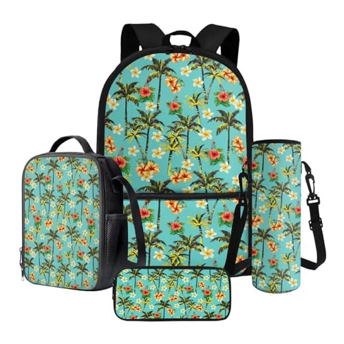 Nittanovaca Schultasche für Kinder, Mädchen, Cartoon-Rucksack und Lunchtasche, großes Fassungsvermögen, 4-in-1-Rucksack-Set für Reisen, Grüne Palmenblüte, Schulranzen-Set Nittanovaca Schultasche für Kinder, Mädchen, Cartoon-Rucksack und Lunchtasche, großes Fassungsvermögen, 4-in-1-Rucksack-Set für Reisen, Grüne Palmenblüte, Schulranzen-Set von Nittanovaca