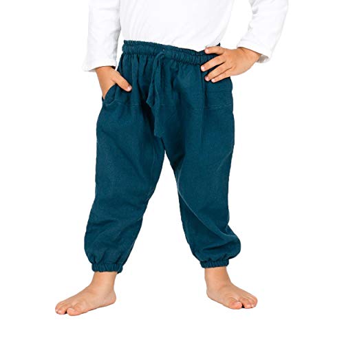 Nitya Design Haremshose für Kinder Plain Pumphose Aladinhose Pluderhose Petrol 104/110 von Nitya Design
