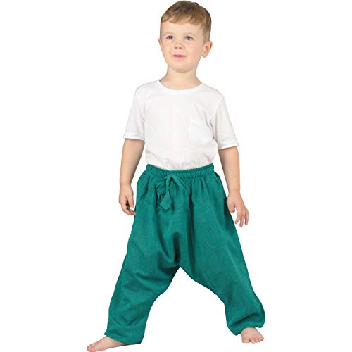 Nitya Design Haremshose für Kinder Plain Pumphose Aladinhose Pluderhose flaschengrün 140/146 von Nitya Design