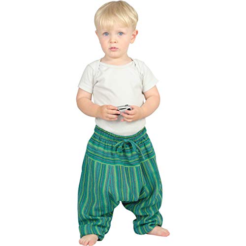 Nitya Design Haremshose für Kinder Stripe Pumphose Aladinhose Pluderhose flaschengrün 104/110 von Nitya Design
