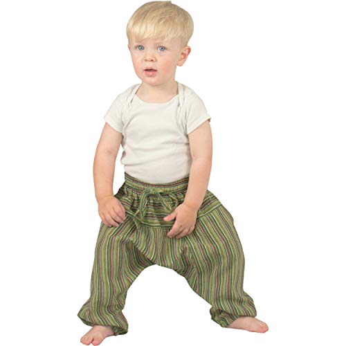 Nitya Design Haremshose für Kinder Stripe Pumphose Aladinhose Pluderhose grün 128/134 von Nitya Design