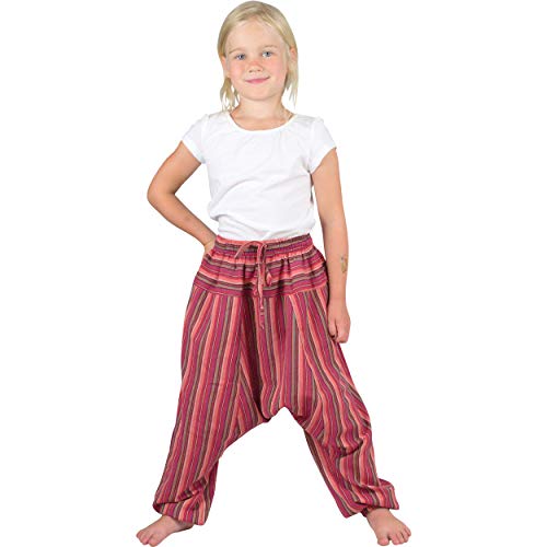 Nitya Design Haremshose für Kinder Stripe Pumphose Aladinhose Pluderhose rot 122/128 von Nitya Design