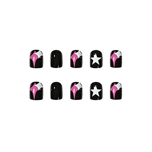 24pcs Color Blocking Star Design Nägel Langlebige falsche künstliche Nägel für Frauen- und Mädchenpartys von Niubil