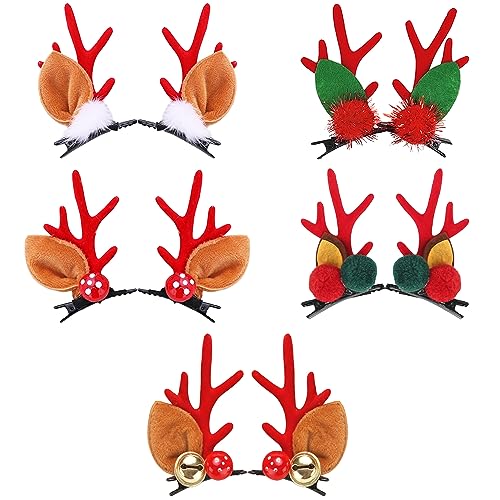 Niuhong 10 Pcs Weihnachten Geweih Haarspangen Haarschmuck Weihnachts Rentier Haarnadeln Niedlicher Rentiergeweih Spangen Kinder Hirsch Haarklammern Weihnachten Party Haar Accessoires Dekorationen von Niuhong