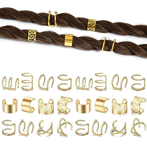 Niuhong 24 Pcs Dreadlocks Schmuck Braids Haarspangen Flechten Haar Manschetten Haarringe Zöpfe Wikinger Braids Loc Haarschmuck Haarschmuck Haarspange Zöpfe Accessories Frauen Und Mädchen (Golden) von Niuhong