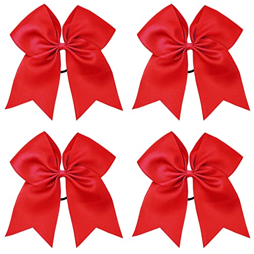 Niuhong 4 Pcs Pferdeschwanzhalter Cheerleading Mädchen Schleife Haargummis Haarschleife Cheering Große Bow Headband Jumbo Pferdeschwanz Elastische Haarband Bowknot Haarbänder Kopfschmuck (rot) von Niuhong