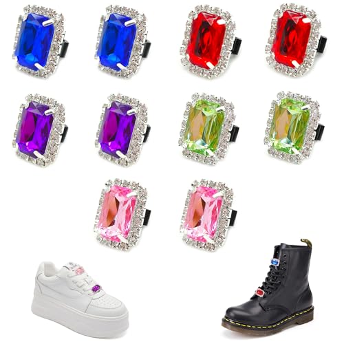 Niuhong 10 Pcs Schnürsenkel Charms Mit Strass Dekorative Schuhschnalle Schmuck Bunt Kristall Sneaker Schuhclips Diamant Dekor Schuhschmuck Abnehmbar Schuhdekoration Mädchen Frauen (Square) von Niuhong