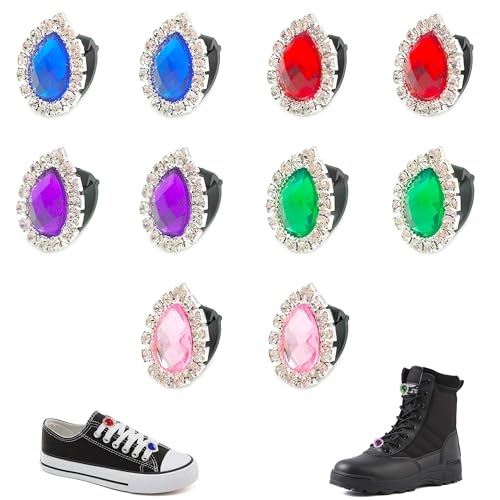 Niuhong 10 Pcs Schnürsenkel Charms Mit Strass Dekorative Schuhschnalle Schmuck Bunt Kristall Sneaker Schuhclips Diamant Dekor Schuhschmuck Abnehmbar Schuhdekoration Mädchen Frauen (Tropfenform) von Niuhong