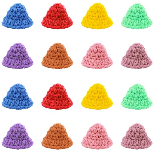 Niuhong 16 Pcs Gestrickte Mini-Mütze Miniatur Strickmütze Wollmütze Mini Hut Weinflasche Dekoration Kleine Party Hüte Ornamente Dekorative Strickhut DIY Handgemachter Bastelbedarf (Bunt) von Niuhong