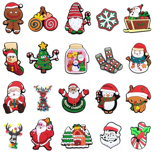 Niuhong 20 Pcs Weihnachten Kinder Schuh-Charms Cartoon-Schuh-Dekoration PVC Clog Karikatur Charms Hängende Verzierungen Schuhe Verzierung Knöpfe Schuh Anstecker Dekoration (Weihnachts B) von Niuhong