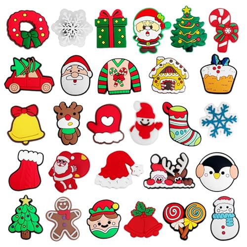 Niuhong 28 PCS Schuh Charm Kinder Schuhe Charms Verzierungen Karikatur Kinder Charme Schuh Dekoration PVC Schuh Anhänger Niedliche Armband Clog Schuhe Party Geburtstag Geschenke (Weihnachten B) von Niuhong