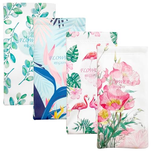 Niuhong 4 Pcs Weiches Brillenetui Sonnenbrillen Beutel Brillen Hülle Tragbar Sonnenbrille Etui Leder Brillentasche Portable Brillen Tasche Weichem Innenfutter Mit Reinigungstuch Damen Und Herren (A) von Niuhong