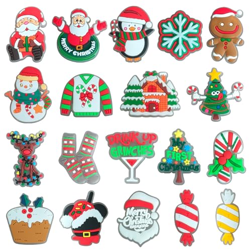 Niuhong Schuh Clogs Charms Kinder Niedlicher Cartoon Schuh Decoration Schuhanhänger Schuhschmuck DIY Kawaii Schuh Charm Clog Dekor PVC Shoe Schmuck Charm Schuhe Knöpfe Accessories (Weihnachten) von Niuhong