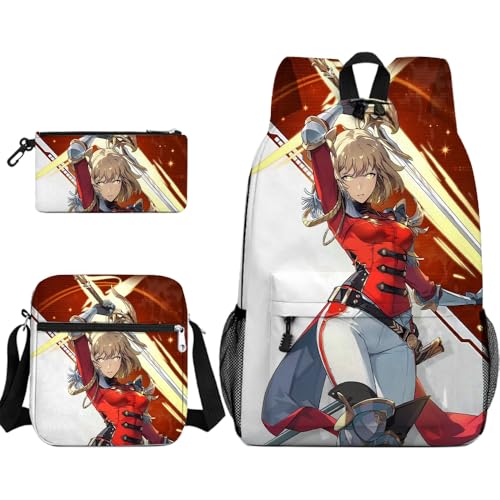 Niukaisi Anime Rucksack Sung Jin Woo/Cha Hae-In Schultasche + Federtasche + Umhängetasche Cartooon 3D Print 3pcs Daypack Backpack Back to School für Jungen und Mädchen Studenten von Niukaisi