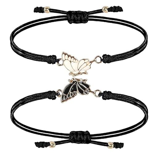 2 Stück Freundschaftsarmbänder, Schmetterling Armband, Freundschaftsarmband mit Schmetterling Armband, Beste Freundin Armband, Freundschaftsarmband Damen, Geschenke für Paare und beste Freundin (A) von Niumowang