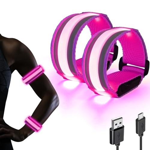 Leuchtende Armbänder, 2 Stück Leuchtarmbänder Kinder, Led Armband Aufladbar, USB Reflektorband, blinkende Armbänder, Joggen Leuchtarmband, Kinder Leuchtband,für Karneval,Halloween,Weihnachten (Rosa) Leuchtende Armbänder, 2 Stück Leuchtarmbänder Kinder, Led Armband Aufladbar, USB Reflektorband, blinkende Armbänder, Joggen Leuchtarmband, Kinder Leuchtband,für Karneval,Halloween,Weihnachten (Rosa) von Niumowang