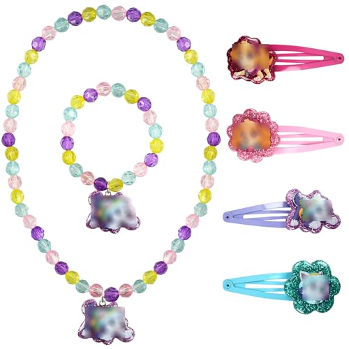 Niumowang Kinder Schmuck Set, Prinzessin Halskette Armbänder Sets, Haarspangen Kinderschmuck, Schmuck Spielzeug Set für Mädchen, Kinderschmuck, Geburtstagsgeschenk für Mädchen (B) von Niumowang